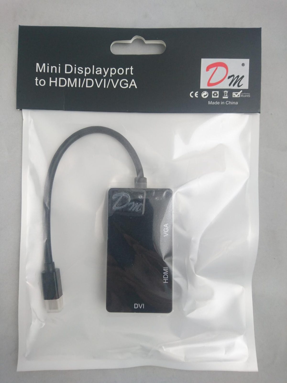 Adaptador mini display port a HDMI/VGA/DVI 20cm dm - Imagen 1