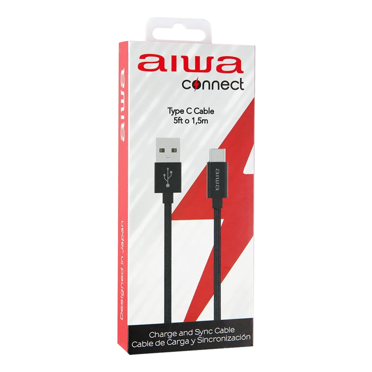 CABLE CARGADOR USB C 1.5M NEGRO AWP17221B AIWA - Imagen 2
