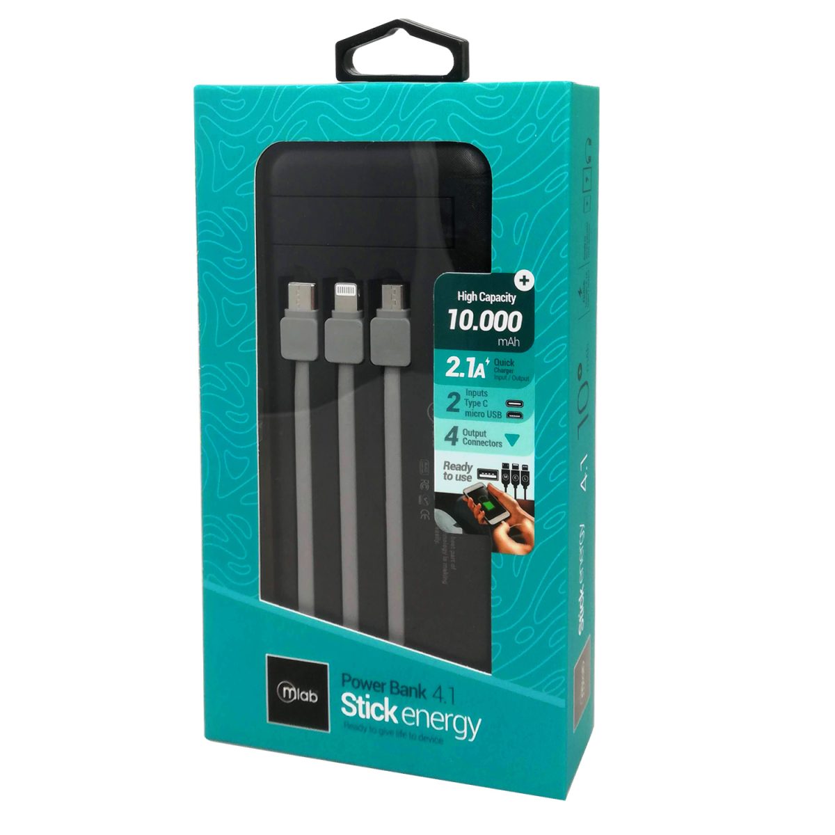 BATERIA DE RESPALDO 10000MAH 4 EN 1 STICK ENERGY 9219 MLAB - Imagen 4