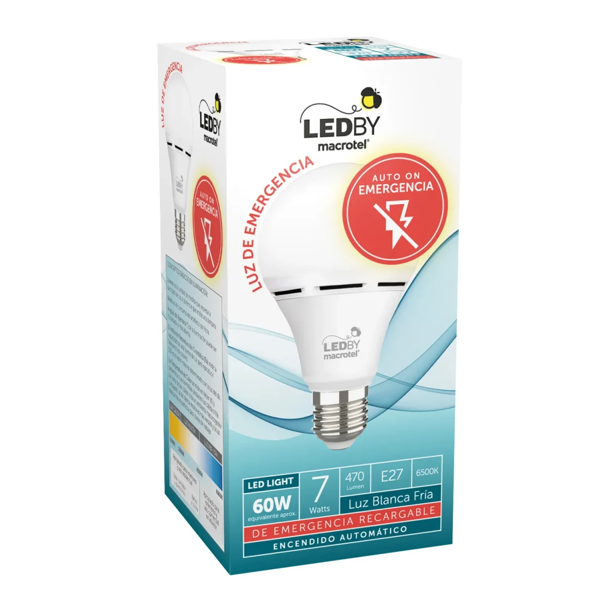 AMPOLLETA DE EMERGENCIA E27 7W LUZ FRIA A60 MACROTEL - Imagen 2