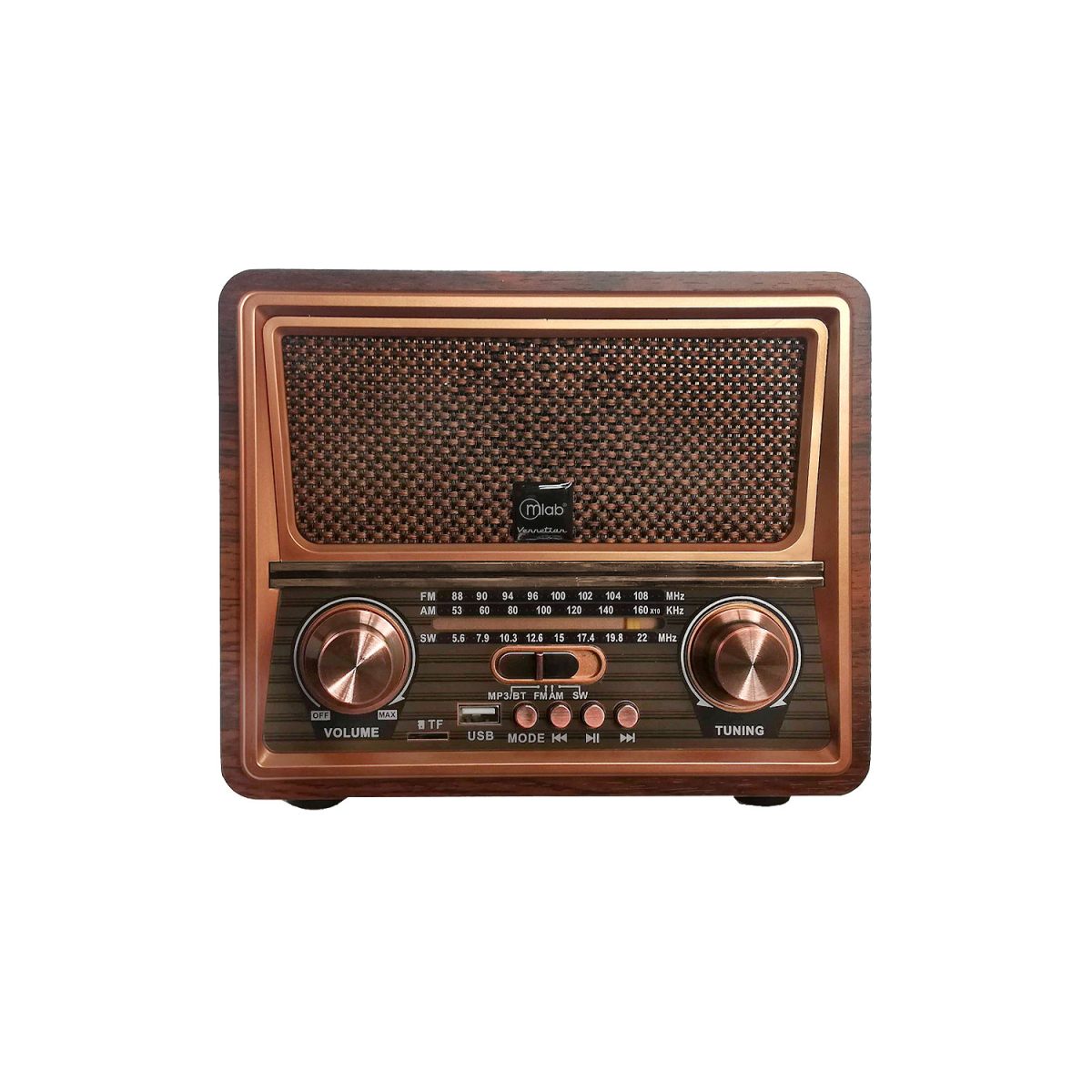 RADIO RETRO AM/FM/BT/USB/TF RECARGABLE VENNETIAN MLAB - Imagen 1