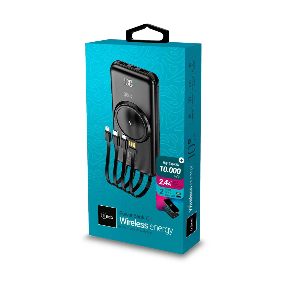 BATERIA DE RESPALDO 10000MAH INALAMBRICO 9410 MLAB - Imagen 3
