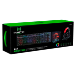 TECLADO PC Y MOUSE +AUDIFONO+PAD MOUSE GAMER MONSTER - Imagen 4