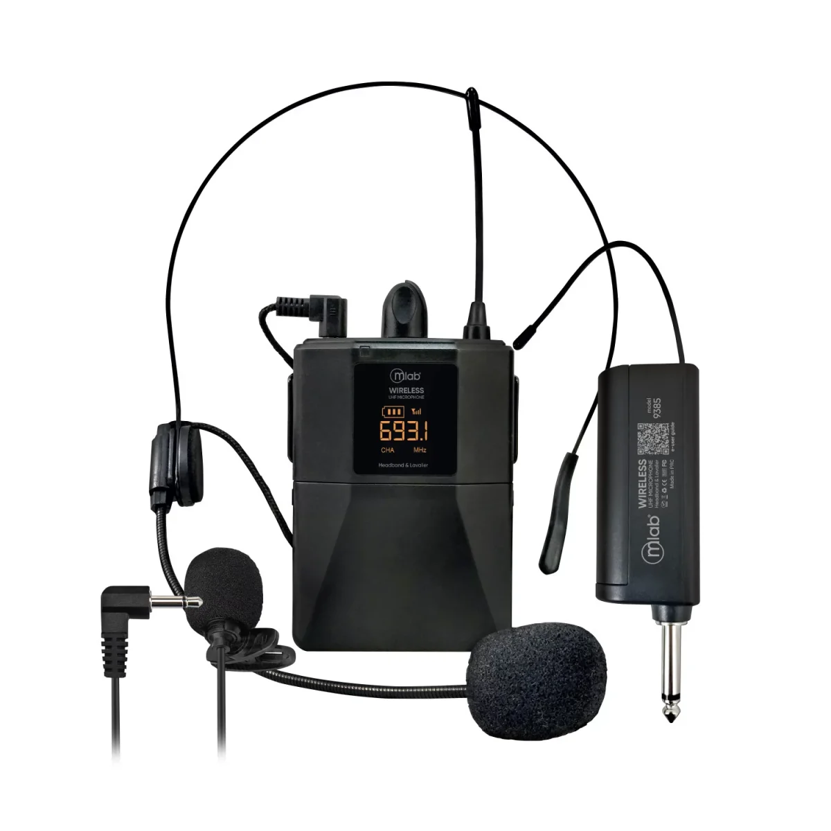 MICROFONO SOLAPA CINTILLO INALAMBRICO UHF 9385 MLAB - Imagen 1