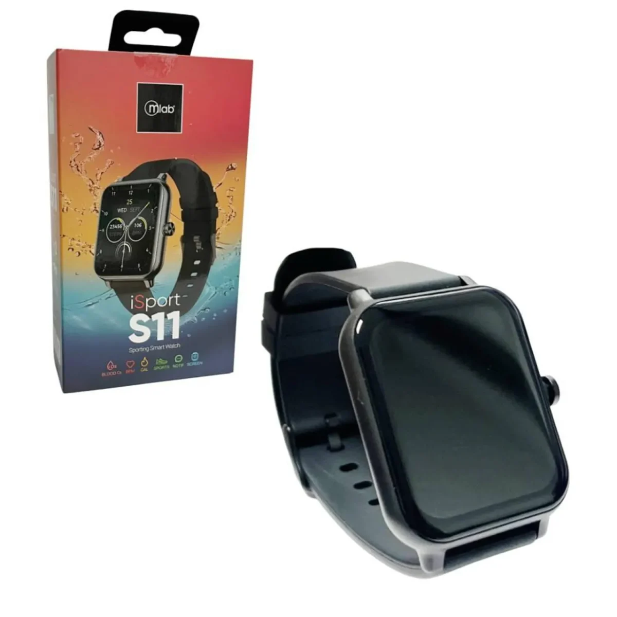 SMARTWATCH BLUETOOTH NEGRO ISPORT S11 9401 MLAB - Imagen 1