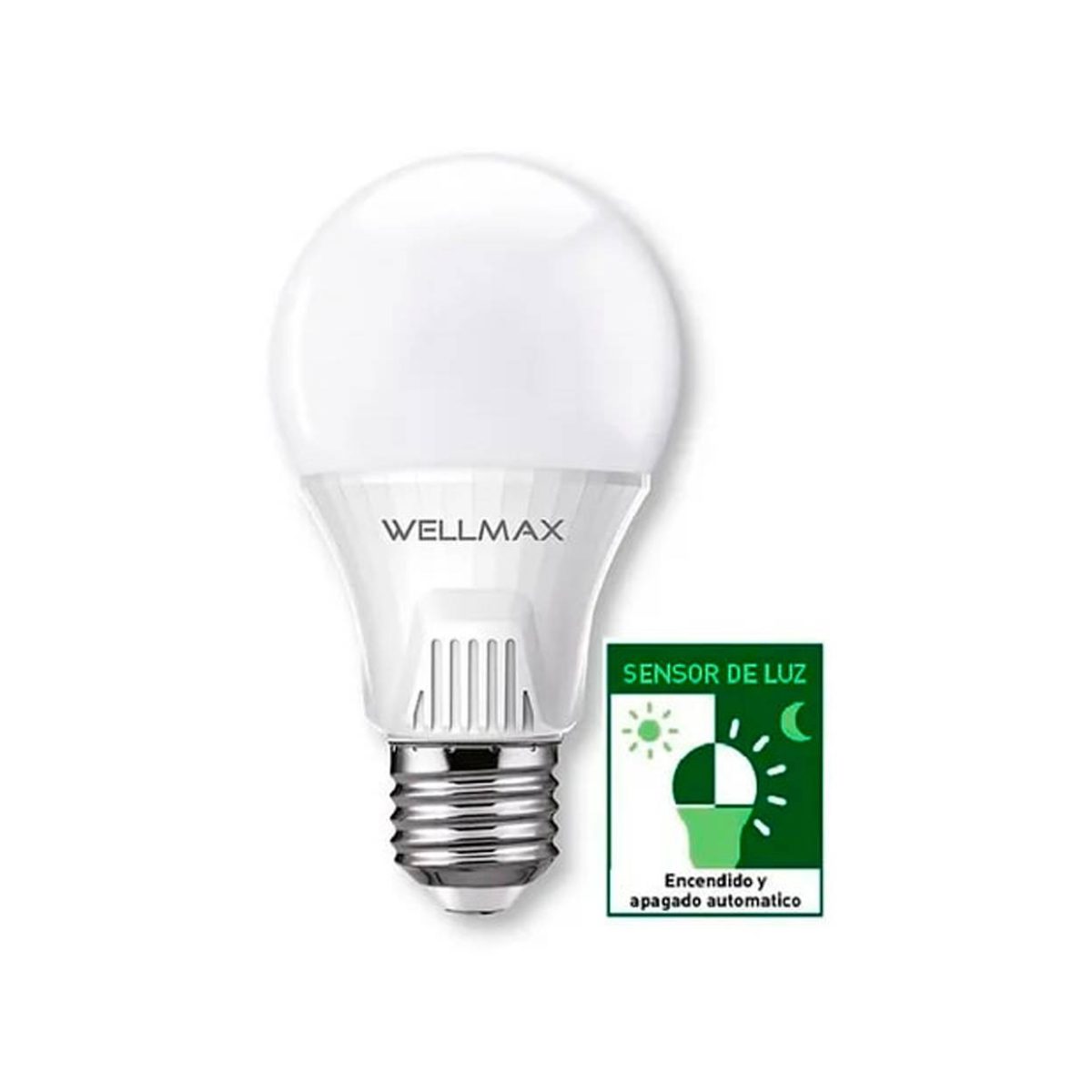 AMPOLLETA LED BLANCO FRIO CON SENSOR NOCTURNO 9W WELLMAX - Imagen 1